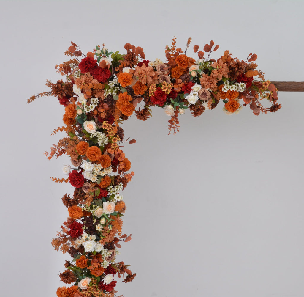 Fall Wedding Arrangements with Terracotta and Orange Flowers for Wedding Arch