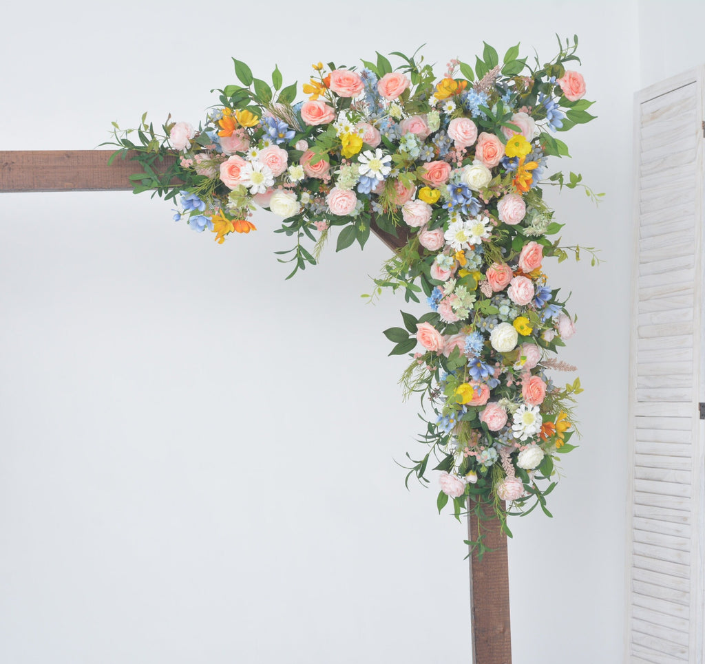 Artificial Wedding Arch floral Arrangements in Shades of Blush, Pink and Yellow