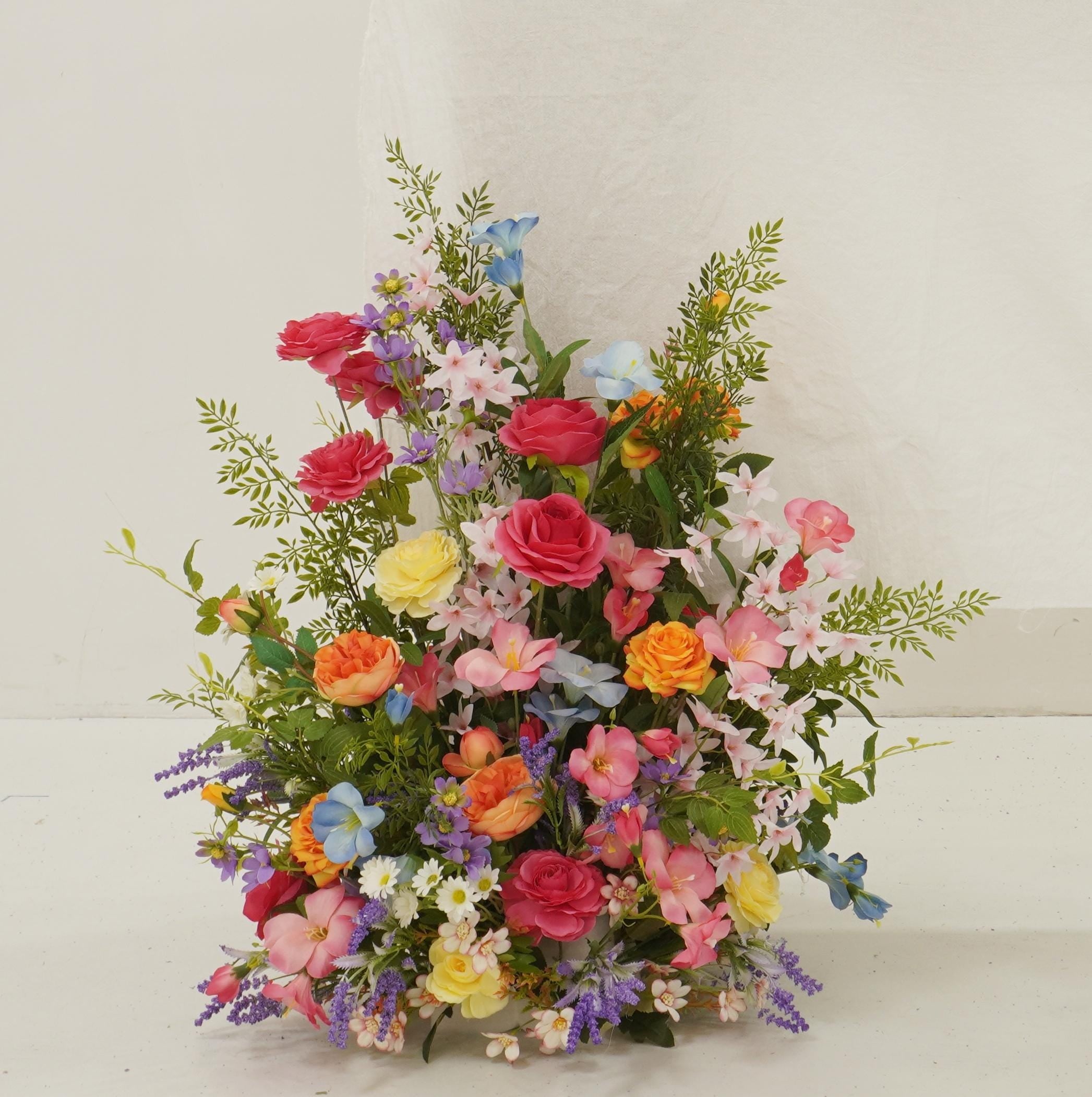 Altar and Aisle Wedding Flower Set with Fuchsia, Orange, Yellow, Blue, Lavender