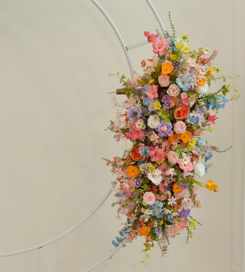 Floral Arch Arrangement: Pink, Orange, Purple & Blue Flower Decoration