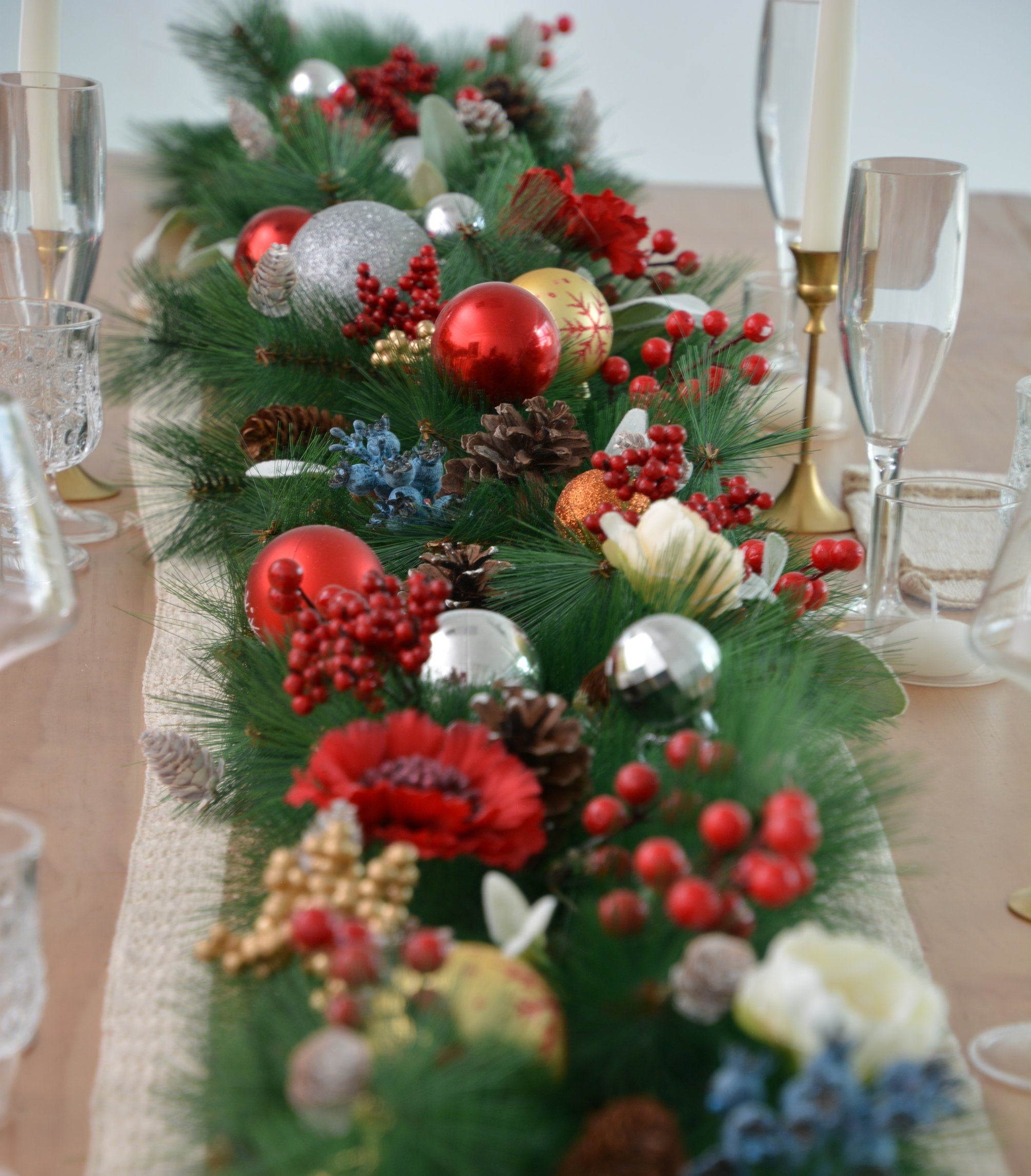 Christmas Garland Table Runner Garland for Mantle, Staircase, Banister