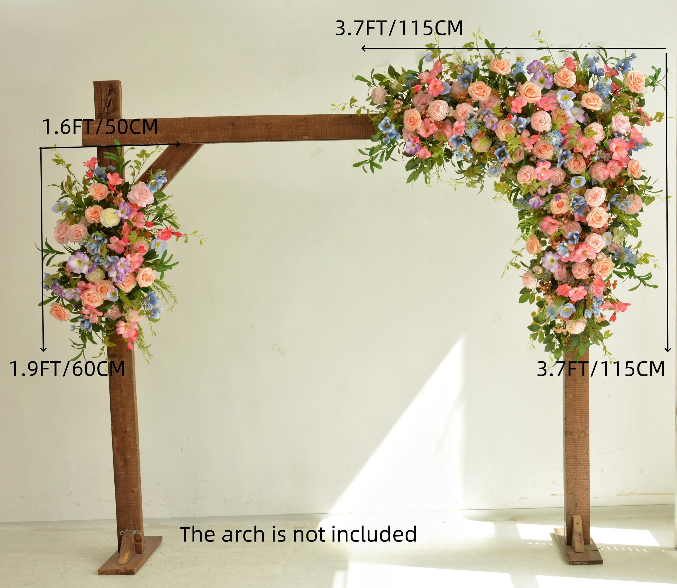 Artificial Floral Wedding Arch Ceremony Backdrop Rose Arrangement in Pink, White, and Yellow