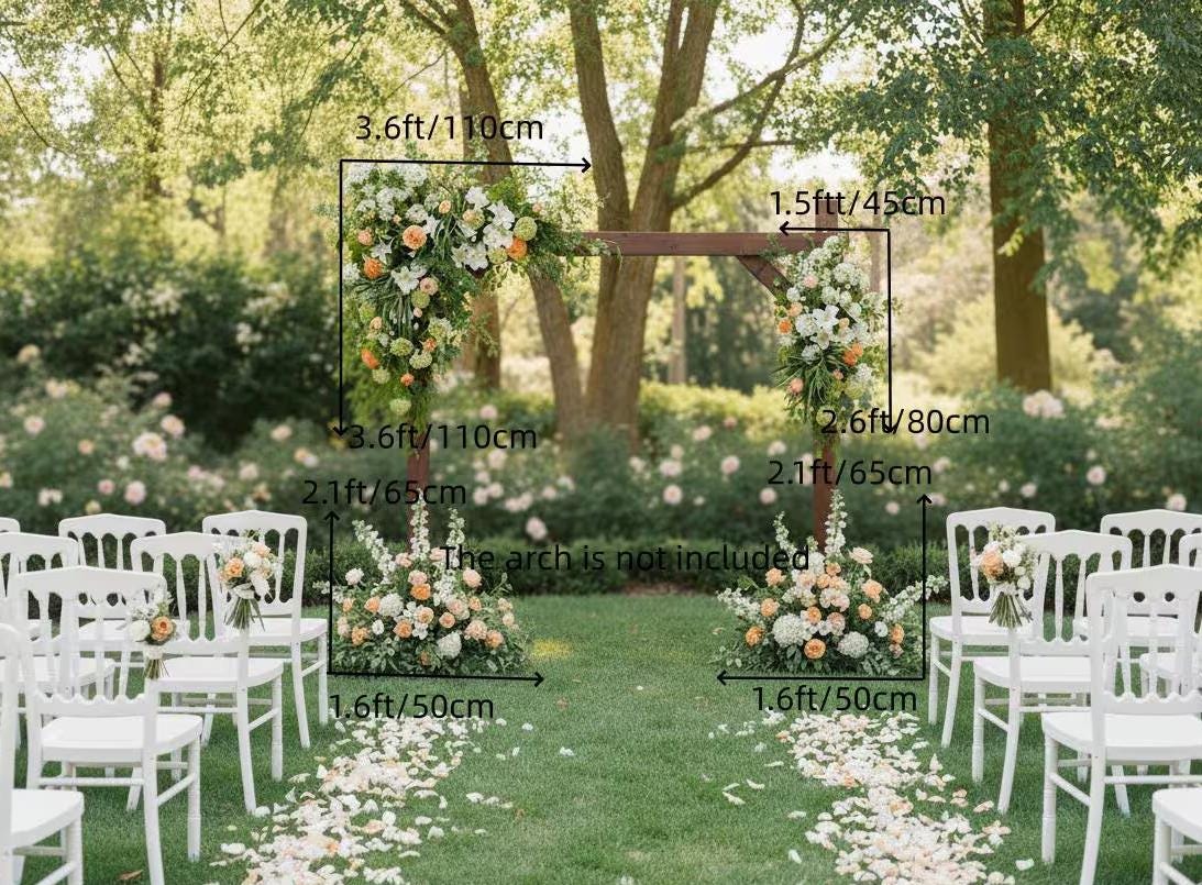 Luxurious Artificial White and Peach Floral Arrangement for Wedding Arches, Arbors, and Ceremony Backdrops