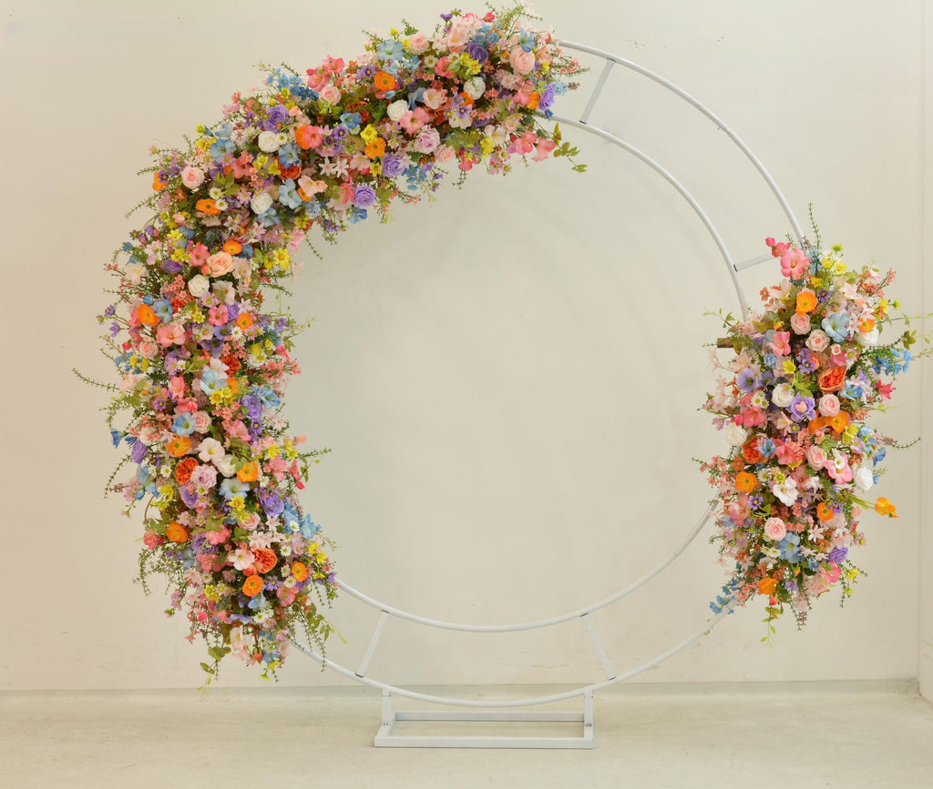 Floral Arch Arrangement: Pink, Orange, Purple & Blue Flower Decoration