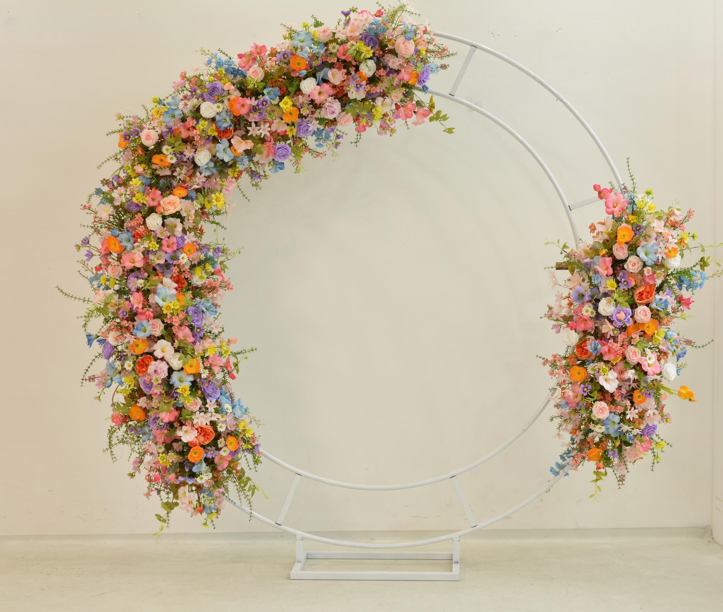 Floral Arch Arrangement: Pink, Orange, Purple & Blue Flower Decoration