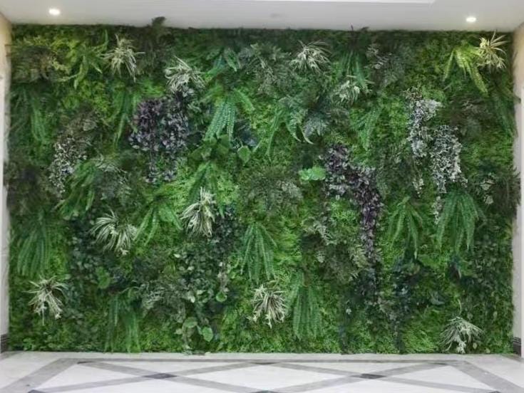 Lush Green Plant Wall Decor Vertical Garden Panels, Artificial Foliage Backdrop