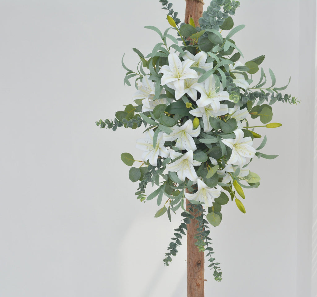 Artificial Wedding Arch Swag with White Lily and Eucalyptus