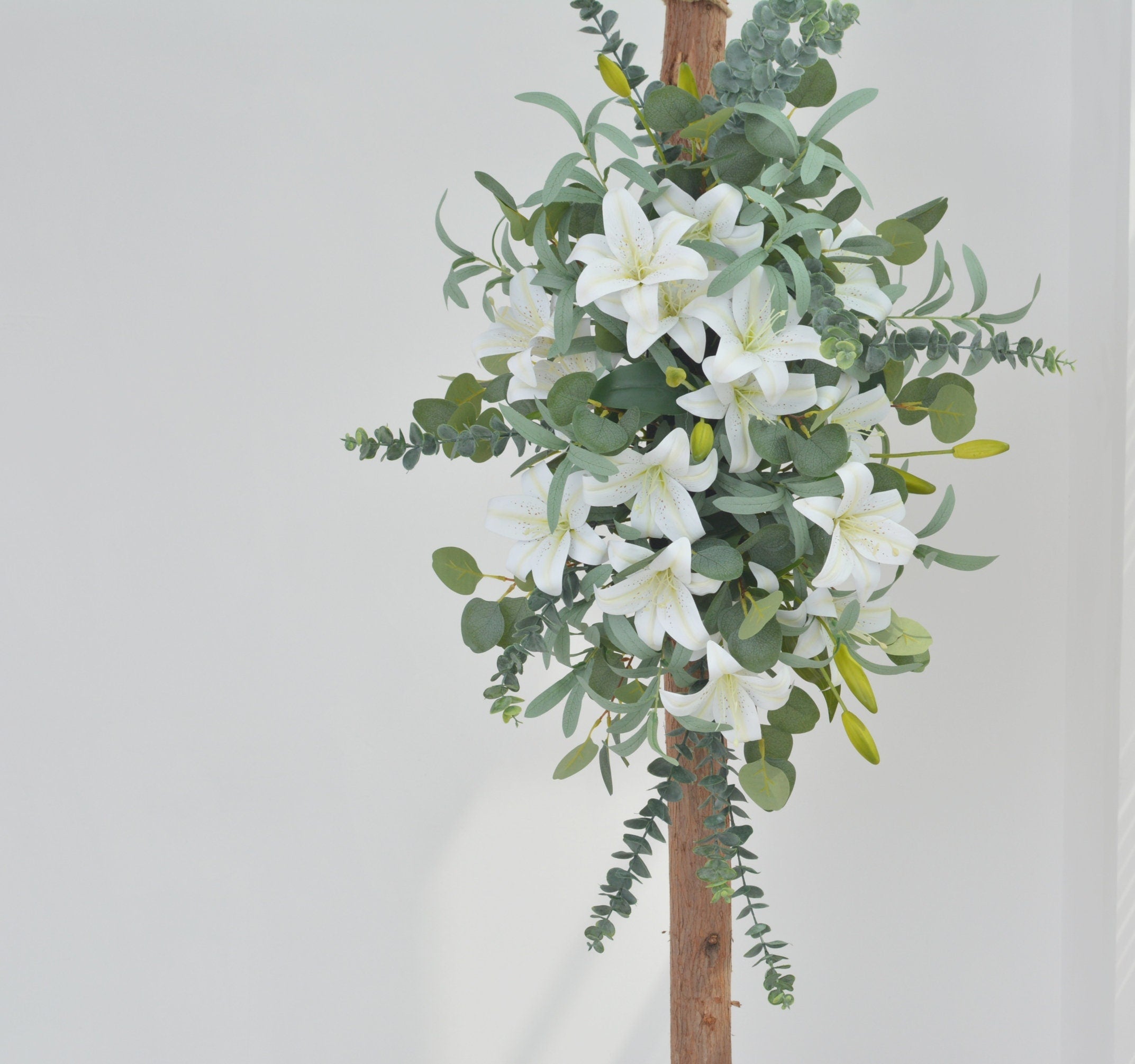 Artificial Wedding Arch Swag with White Lily and Eucalyptus