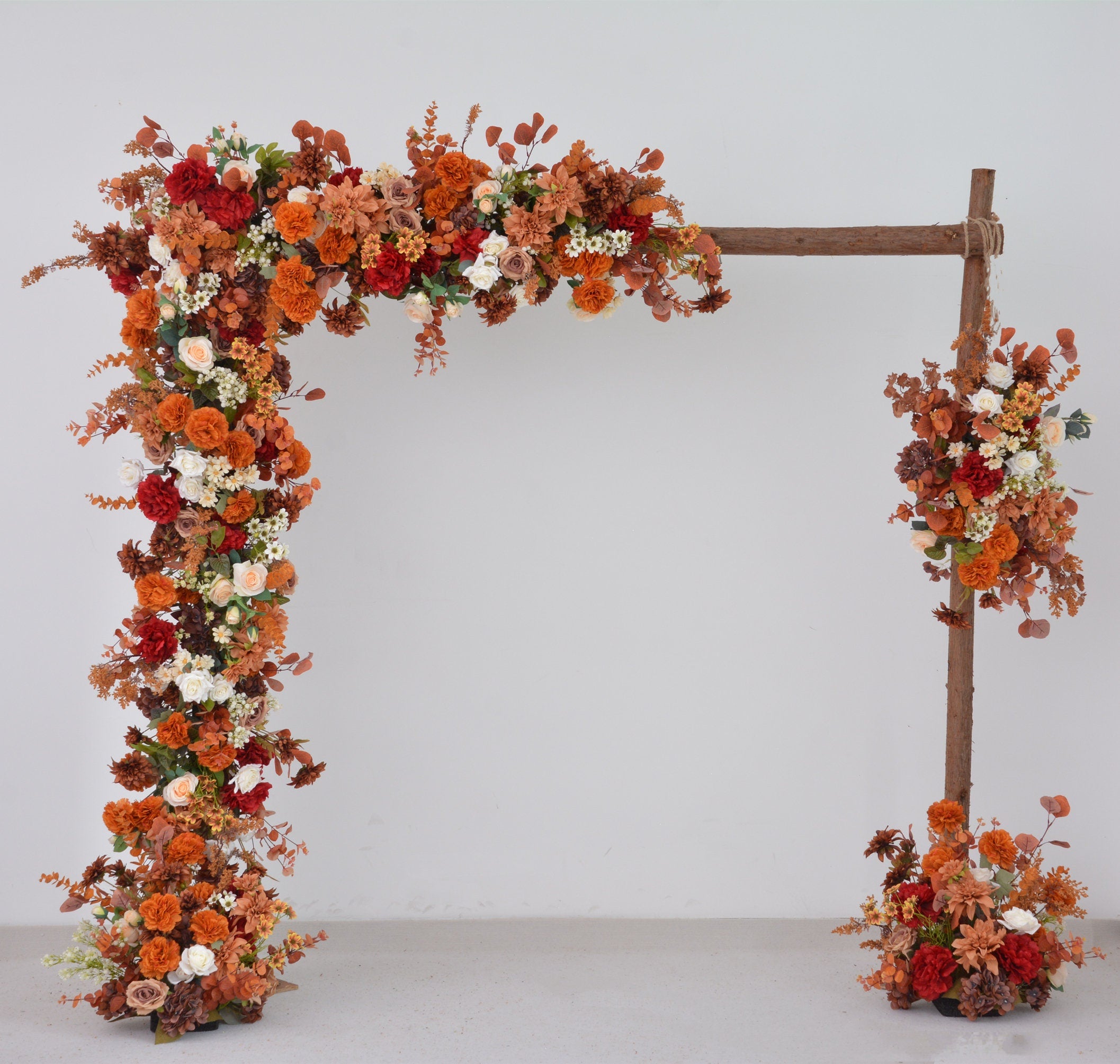 Fall Wedding Arrangements with Terracotta and Orange Flowers for Wedding Arch