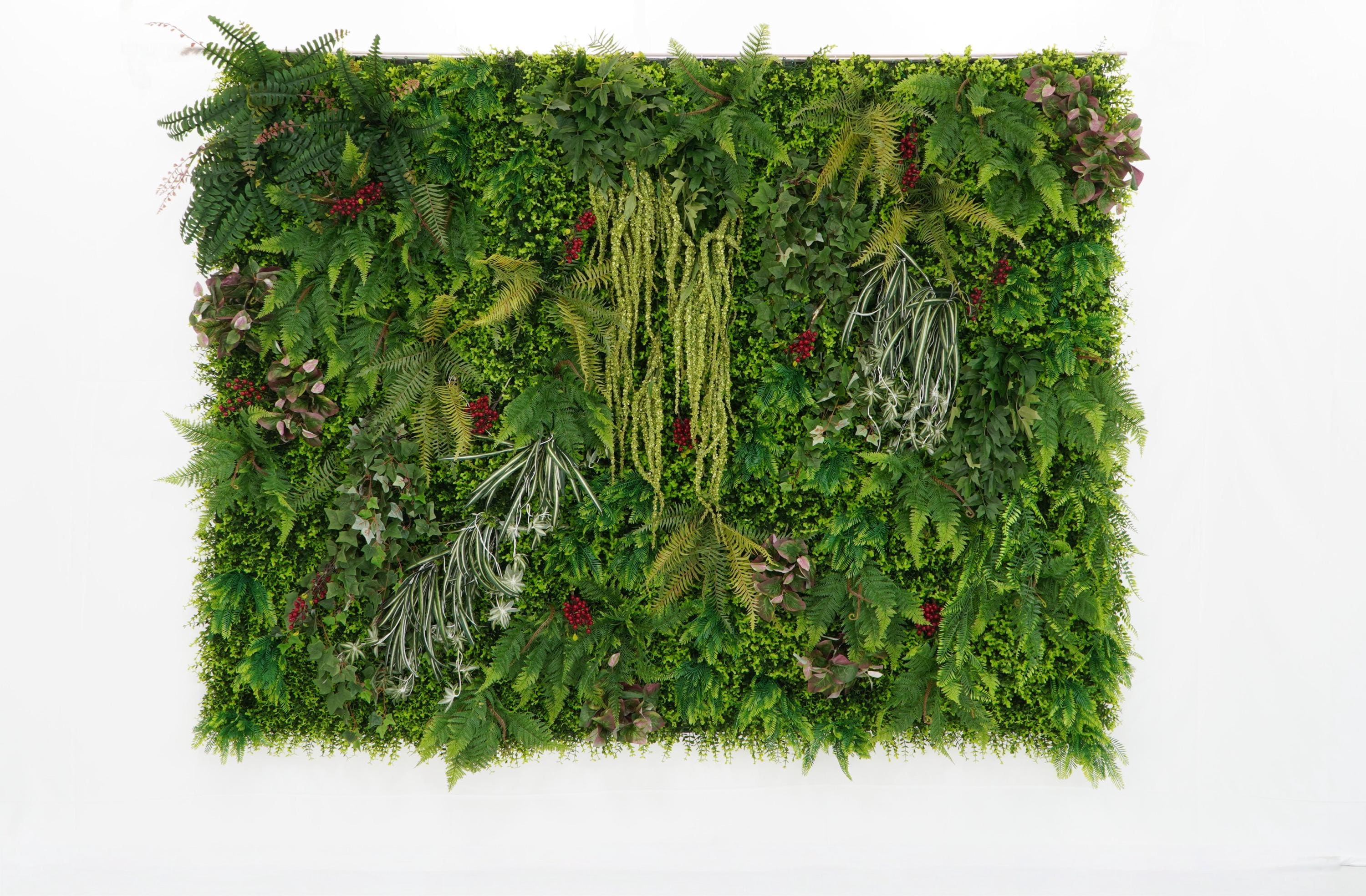 Artificial Greenery Wall Panel with Mixed Ferns and Foliage for Indoor & Outdoor Backdrop