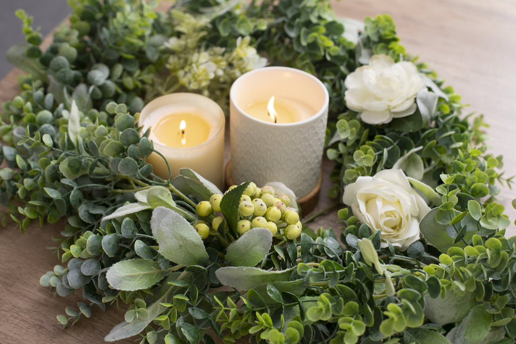 Eucalyptus Lambs Ear Garland: Farmhouse Table Runner, Mantle Decor