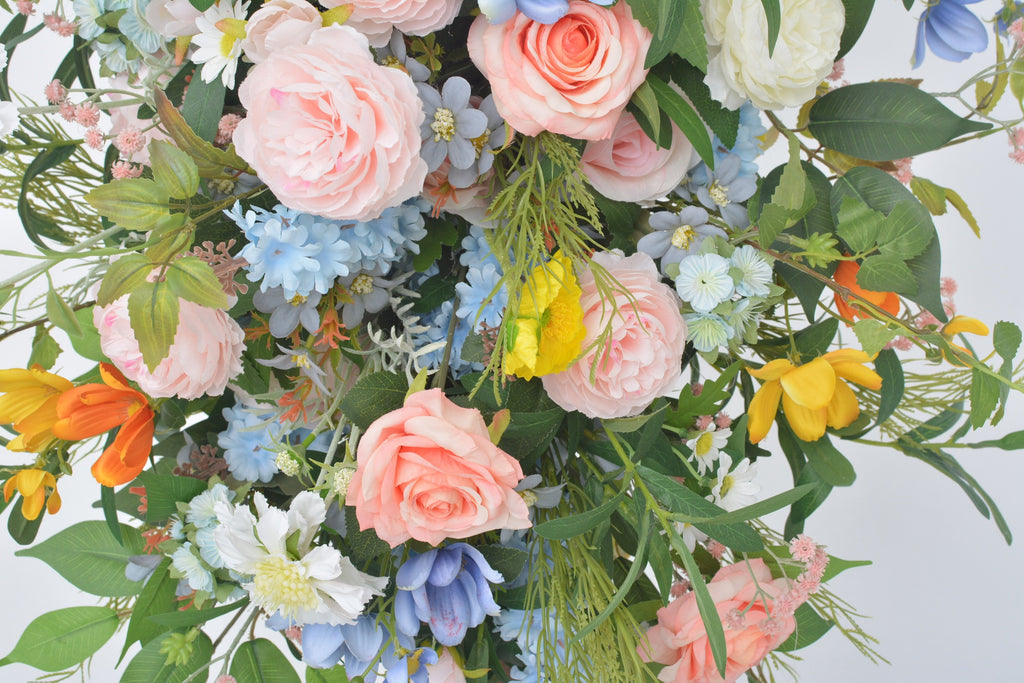 Artificial Wedding Arch floral Arrangements in Shades of Blush, Pink and Yellow