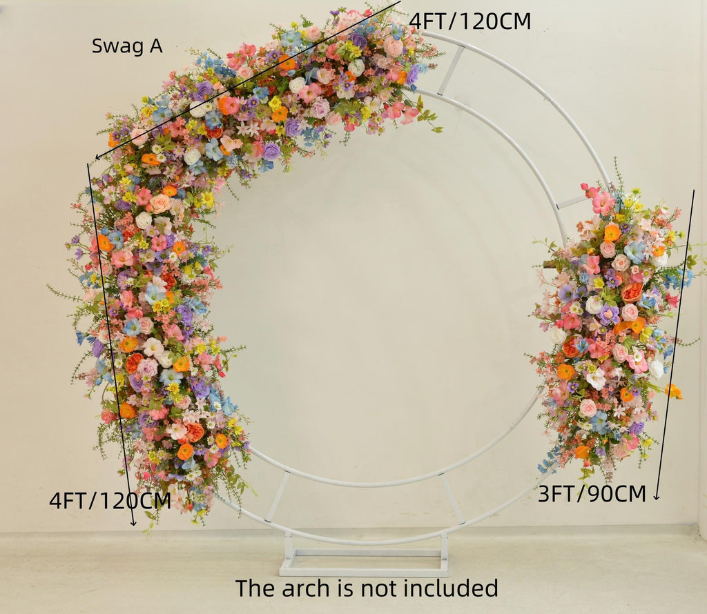 Floral Arch Arrangement: Pink, Orange, Purple & Blue Flower Decoration