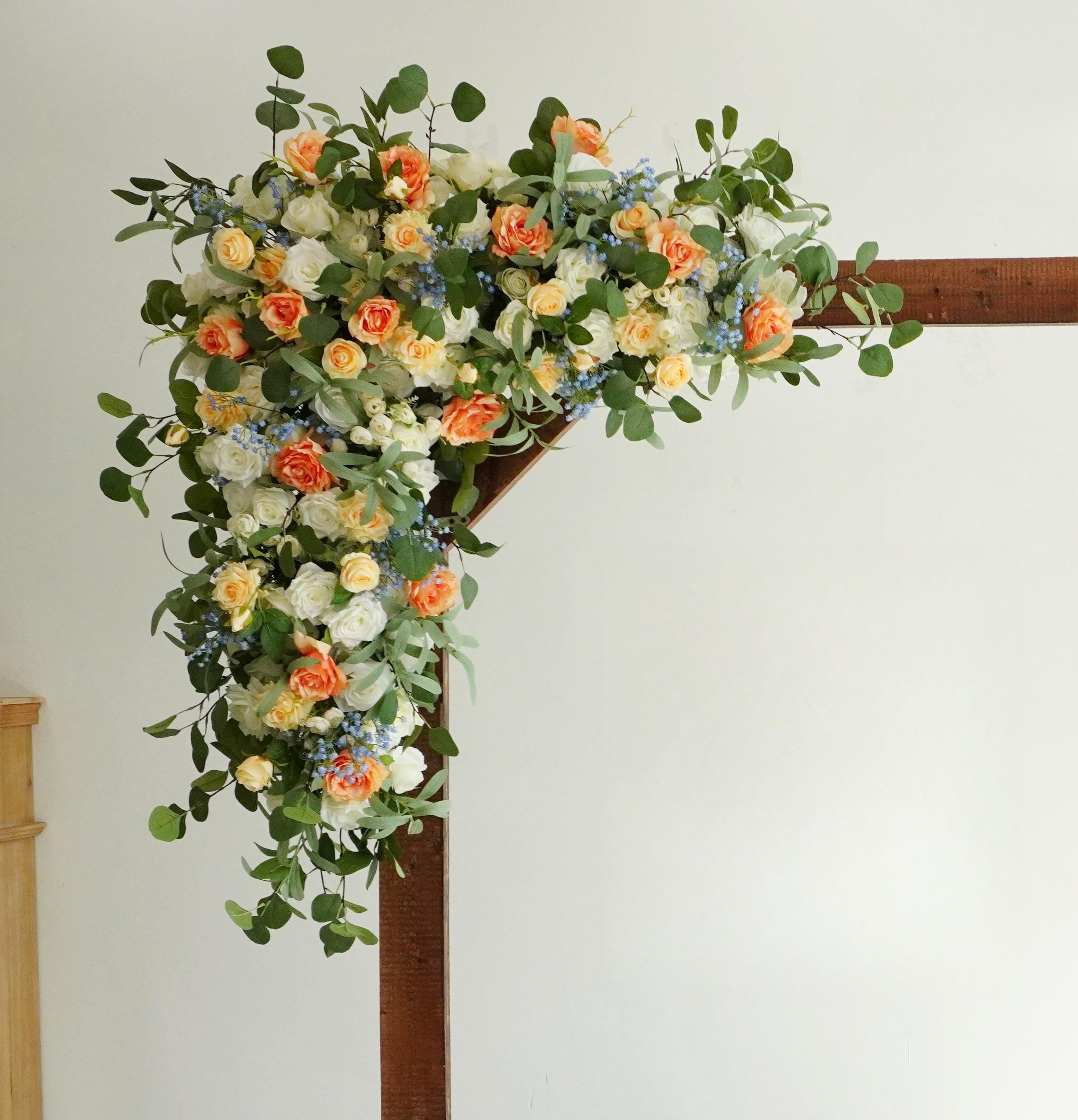 Corner Floral Arch Swag Set for Event and Venue Decoration  Artificial Flower Arrangement