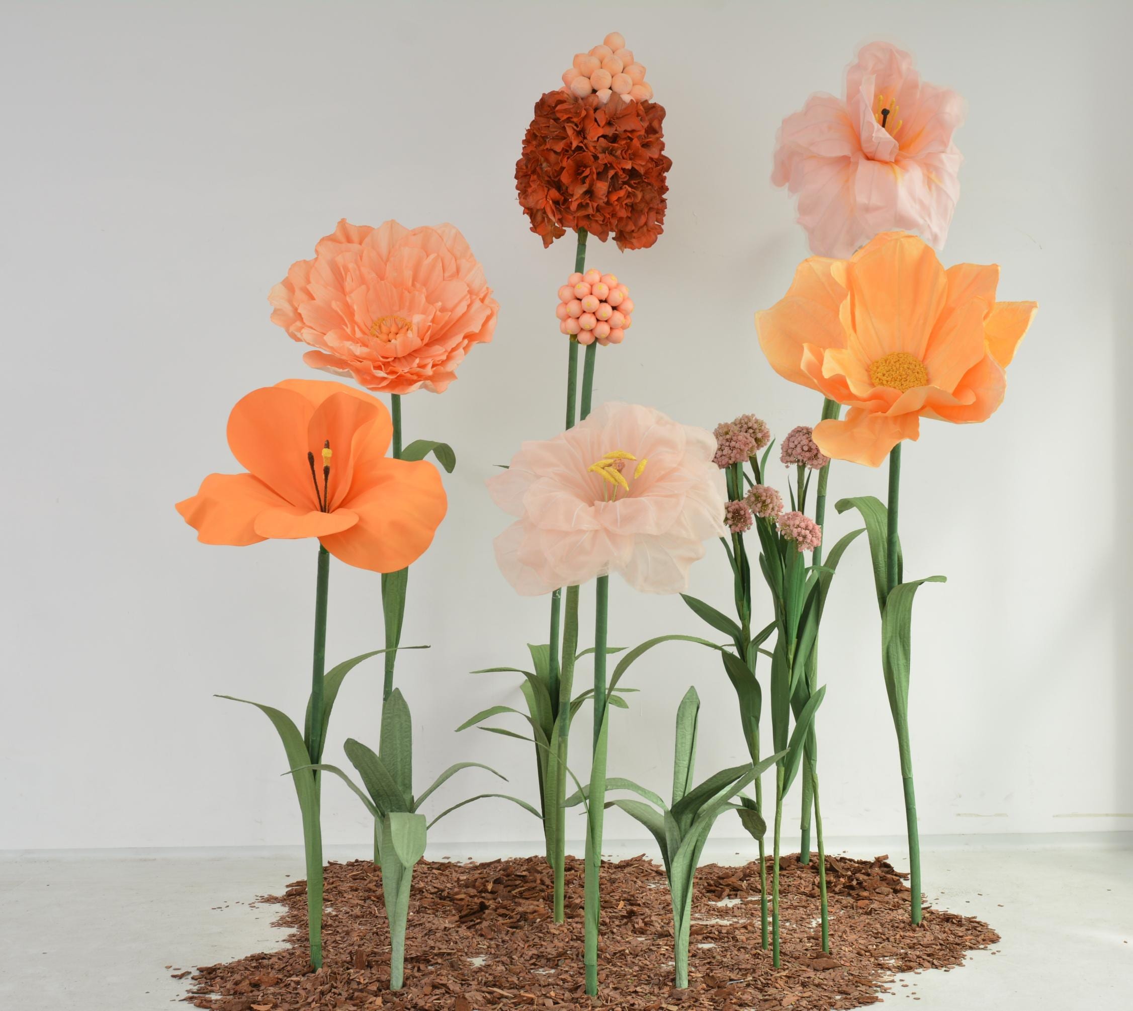 Giant Paper Flower: Orange Peach Blossom Lifesize Artwork