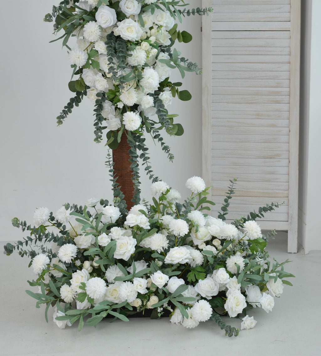 Artificial Elegant White Rose and Eucalyptus Arch Flowers Tailored Wedding Decoration