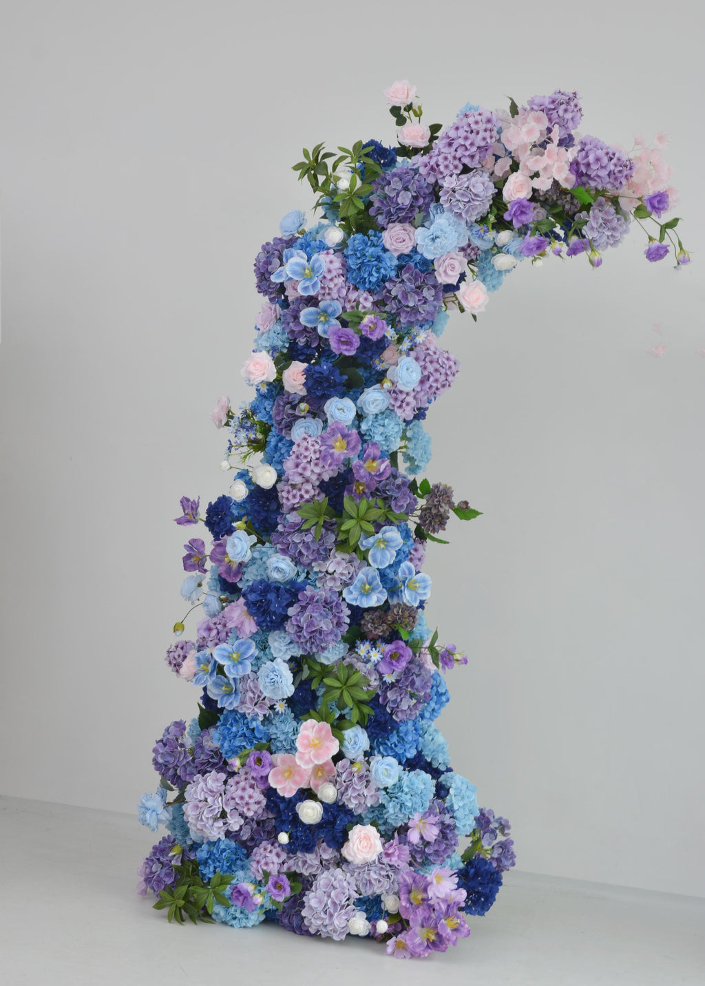 Purple & Blue Hydrangea Rose Wedding Arbor Floral Arch