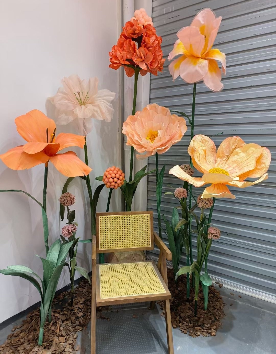 Giant Paper Flower: Orange Peach Blossom Lifesize Artwork