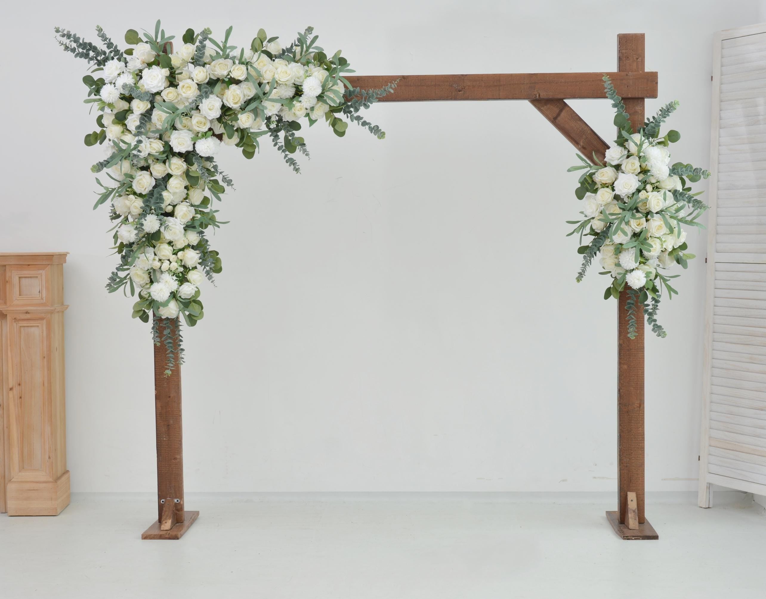 Greenery Wedding Arrangement with White Rose Flowers Wedding Arch Swag