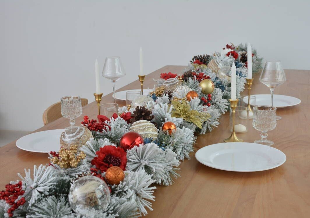 Christmas Garland Table Runner Garland for Mantle, Staircase, Banister