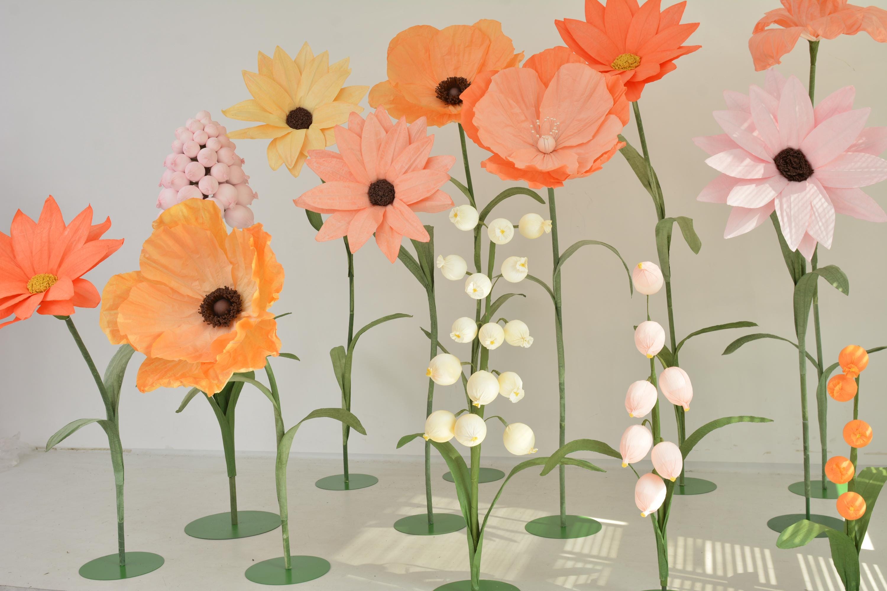 Customizable Giant Paper Flowers in Orange and Pink Ideal for Weddings, Events, and Decor