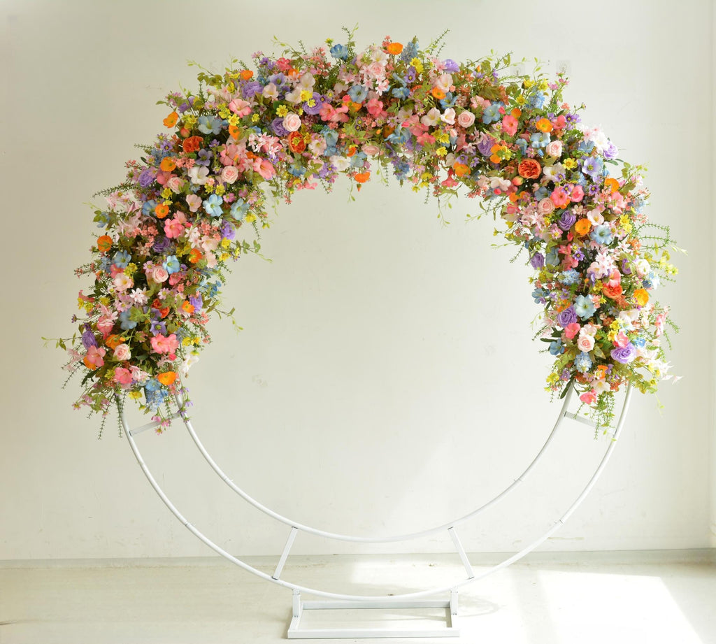 Floral Arch Arrangement: Pink, Orange, Purple & Blue Flower Decoration