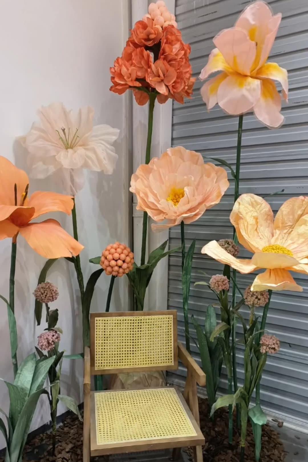 Giant Paper Flower: Orange Peach Blossom Lifesize Artwork