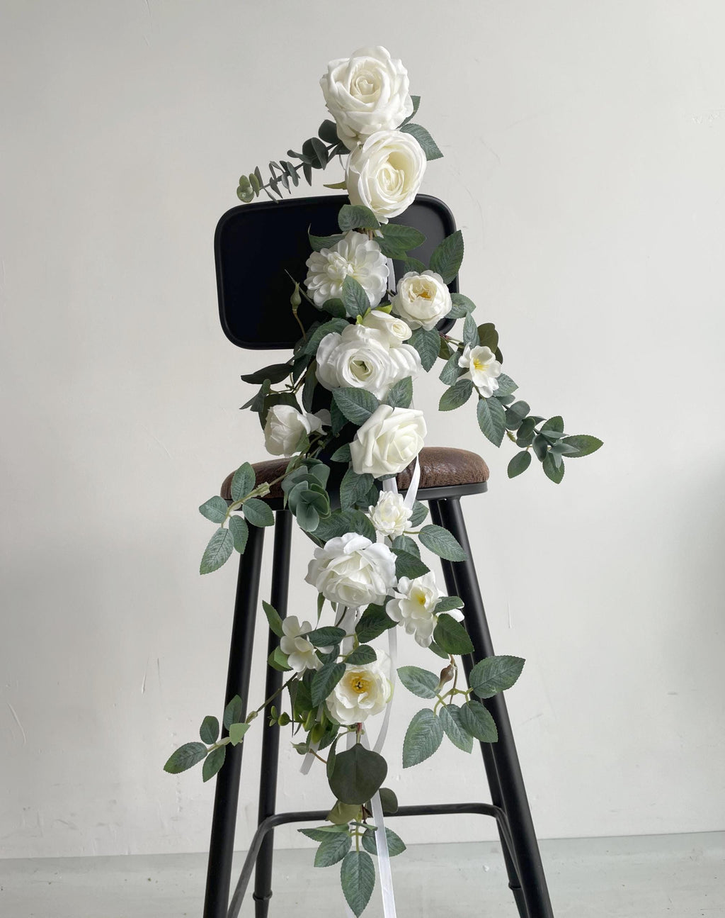 Eucalyptus White Rose Flowers for Wedding Arch Decor