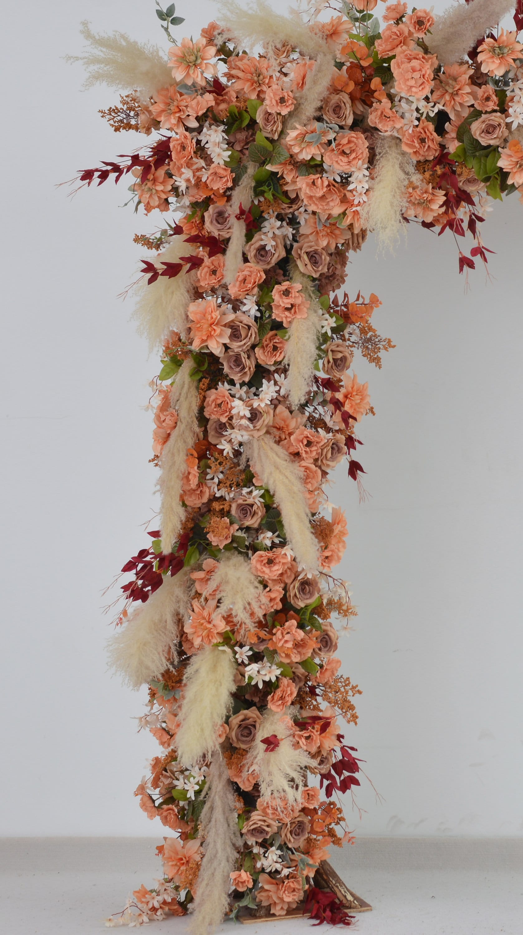Fall Wedding Arch Arrangement with Pampas OrangeTerracotta Wedding Arbor Flowers