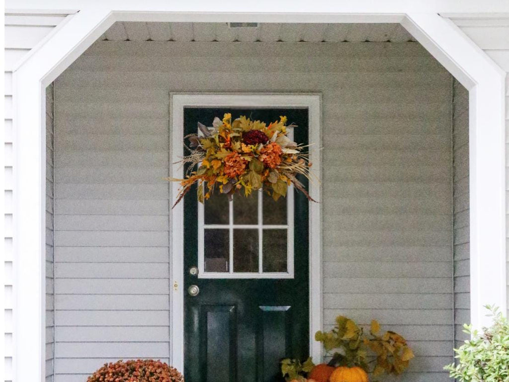 Autumn Harvest Hydrangea Centerpiece, Faux Floral Arrangement for Thanksgiving and Halloween Table Decor
