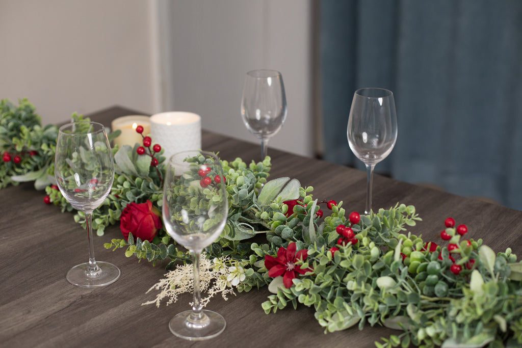 Eucalyptus Lambs Ear Garland: Farmhouse Table Runner, Mantle Decor