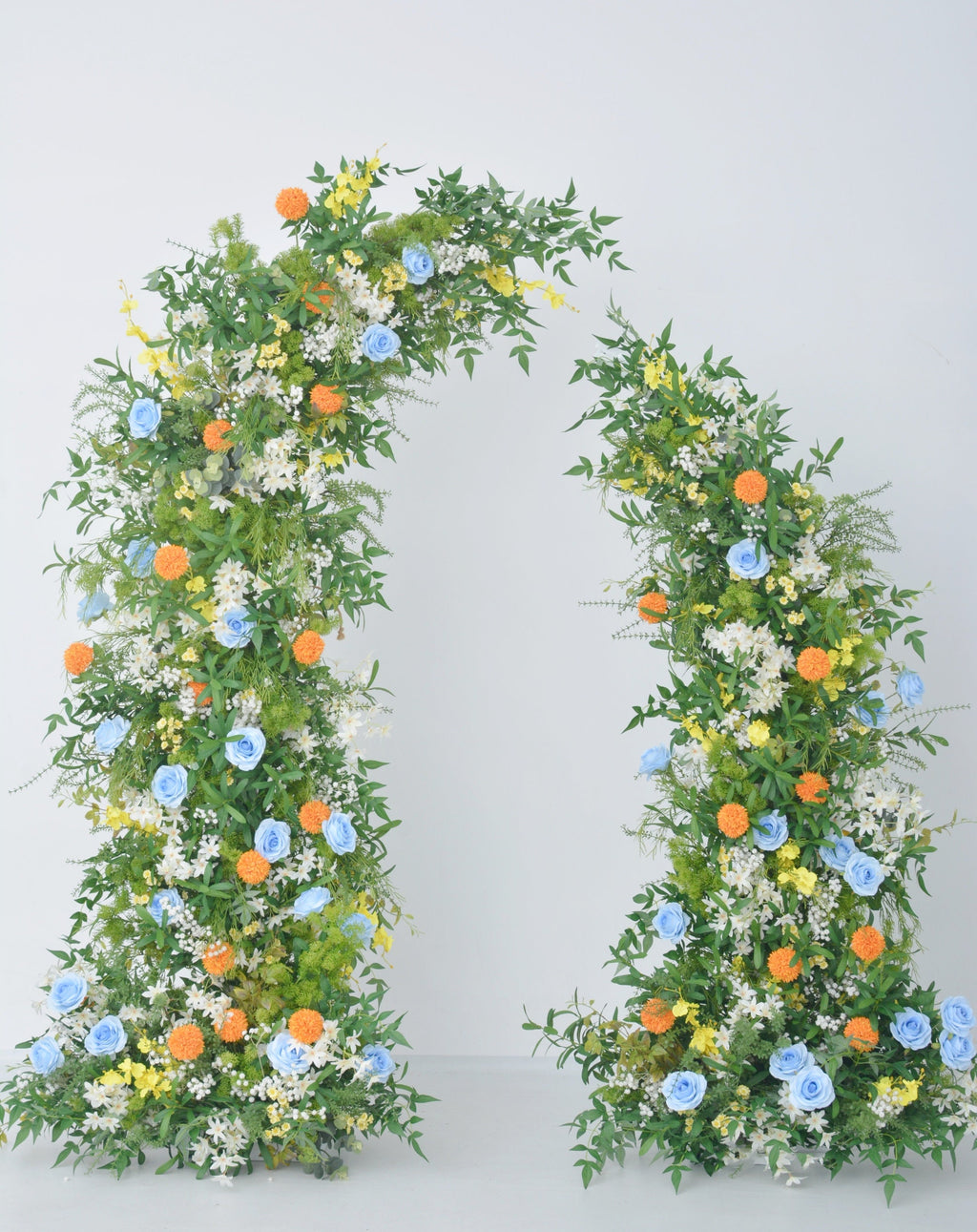Elegant Horn Arch Wedding Floral Arrangements with Lush Artificial Greenery