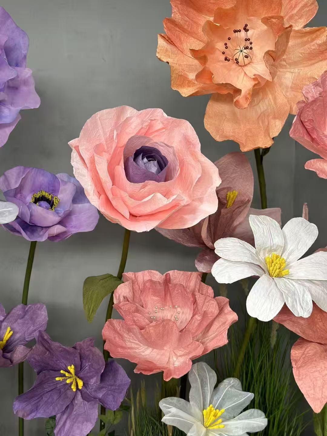 Giant Paper Flower Display for Event and Space Decoration Handcrafted Floral Decor
