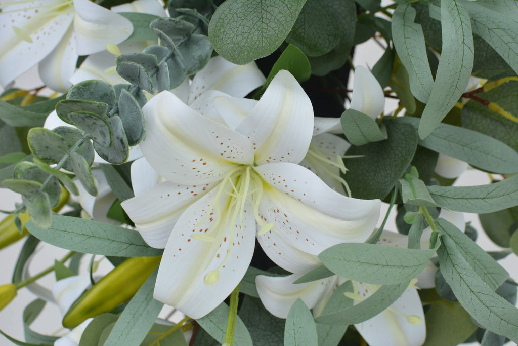 Artificial Wedding Arch Swag with White Lily and Eucalyptus