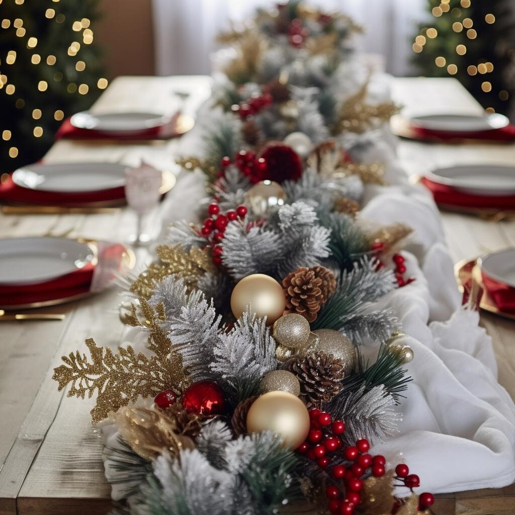 Christmas Garland Table Runner Garland for Mantle, Staircase, Banister