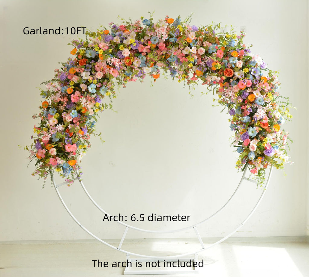 Floral Arch Arrangement: Pink, Orange, Purple & Blue Flower Decoration