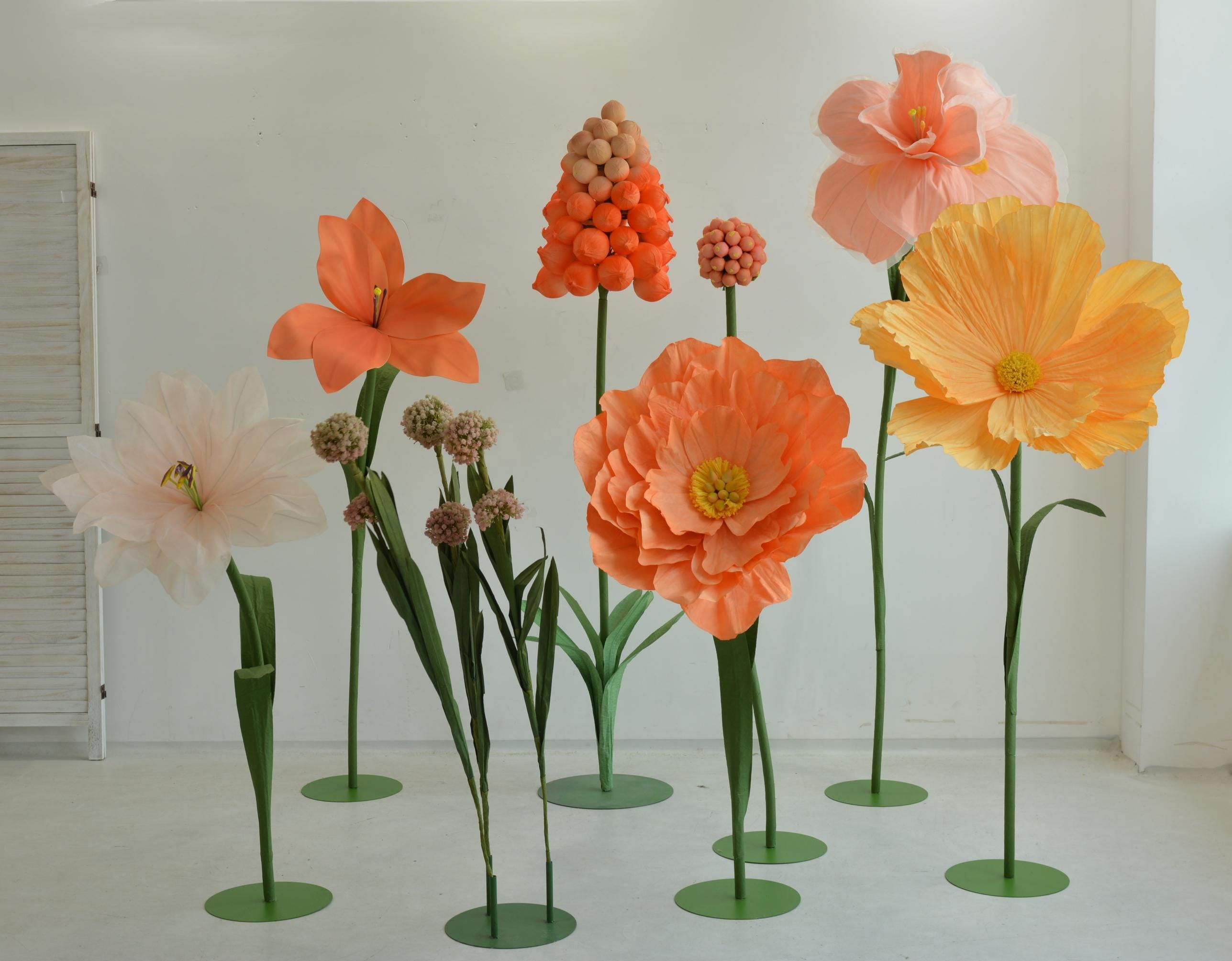 Giant Paper Flower: Orange Peach Blossom Lifesize Artwork