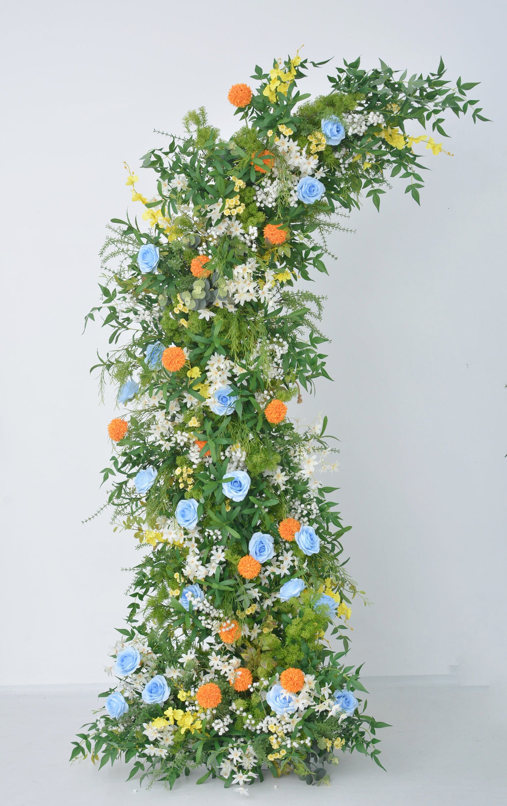 Elegant Horn Arch Wedding Floral Arrangements with Lush Artificial Greenery