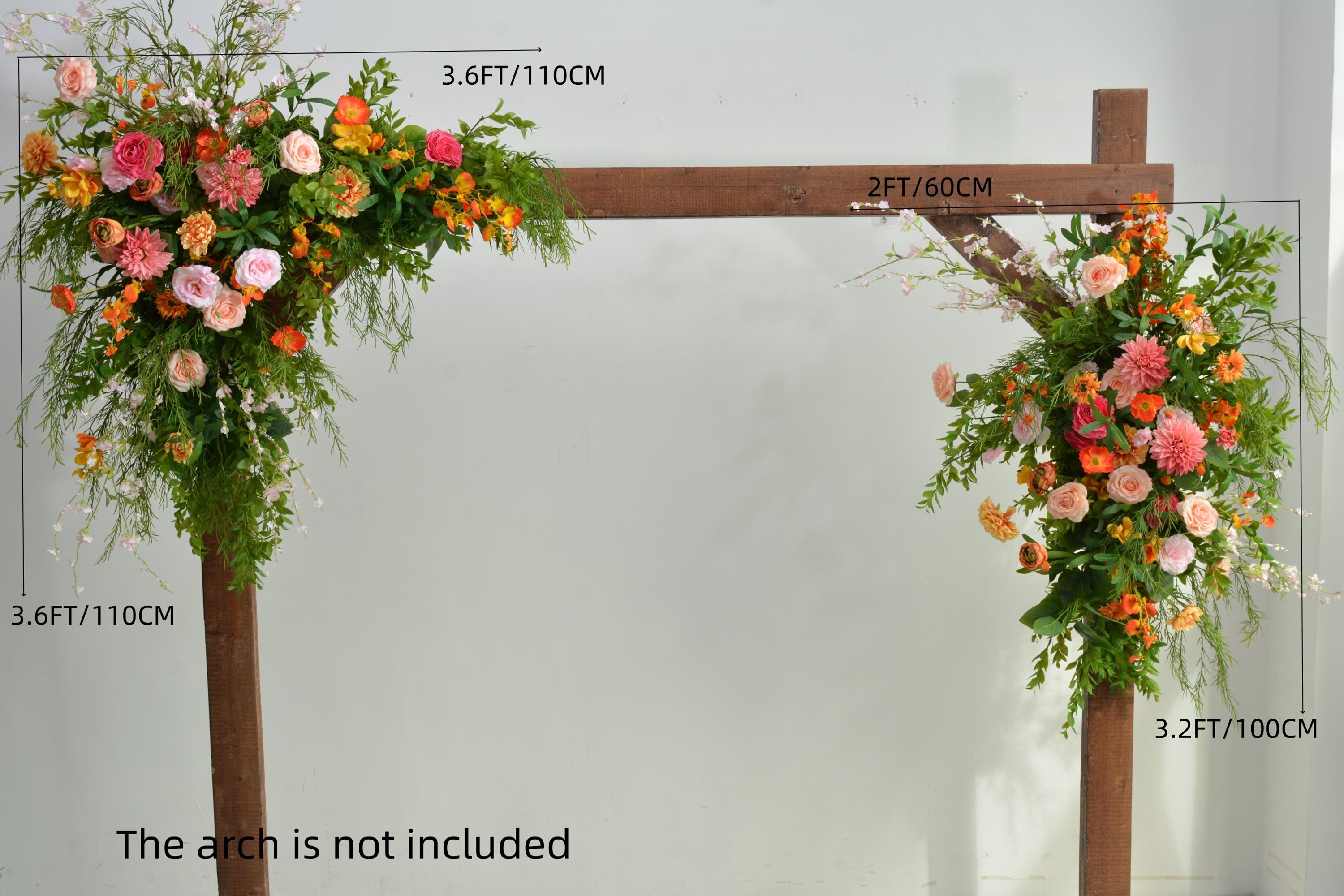 Fall Wedding Arch Arrangement: Orange, Pink Flowers & Greenery