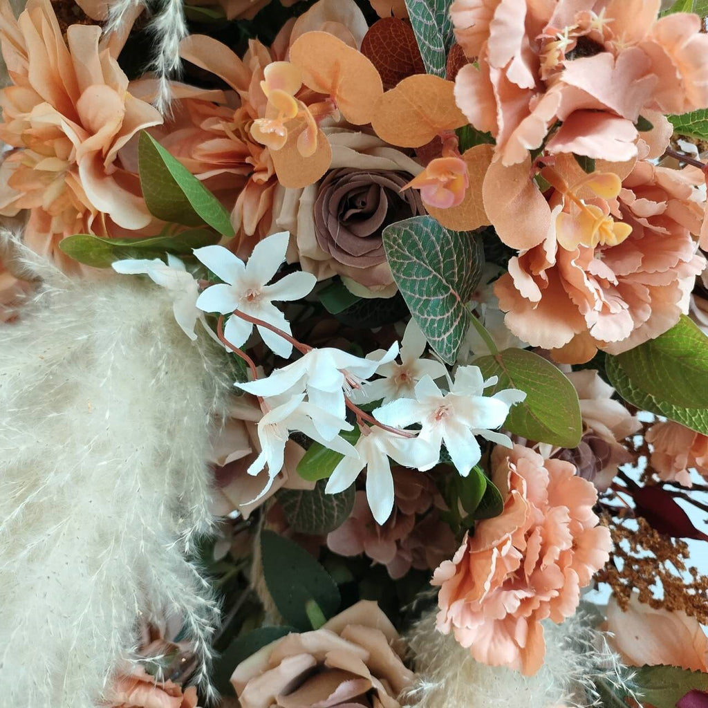 Fall Wedding Arch Arrangement with Pampas OrangeTerracotta Wedding Arbor Flowers