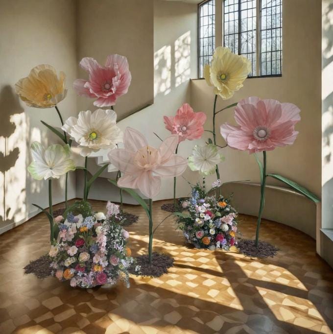 Giant Paper Flower Display for Event Decoration Handcrafted Standing Installation