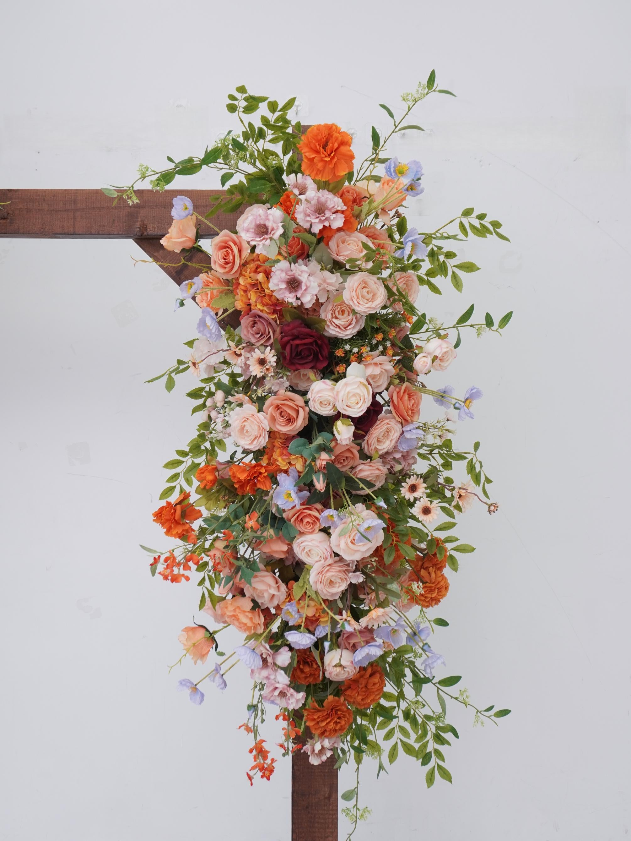 Burnt Orange Wedding Arch Flowers: Silk Ceremony Arbor Decoration