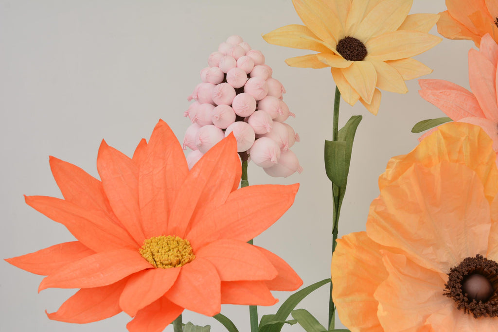 Customizable Giant Paper Flowers in Orange and Pink Ideal for Weddings, Events, and Decor