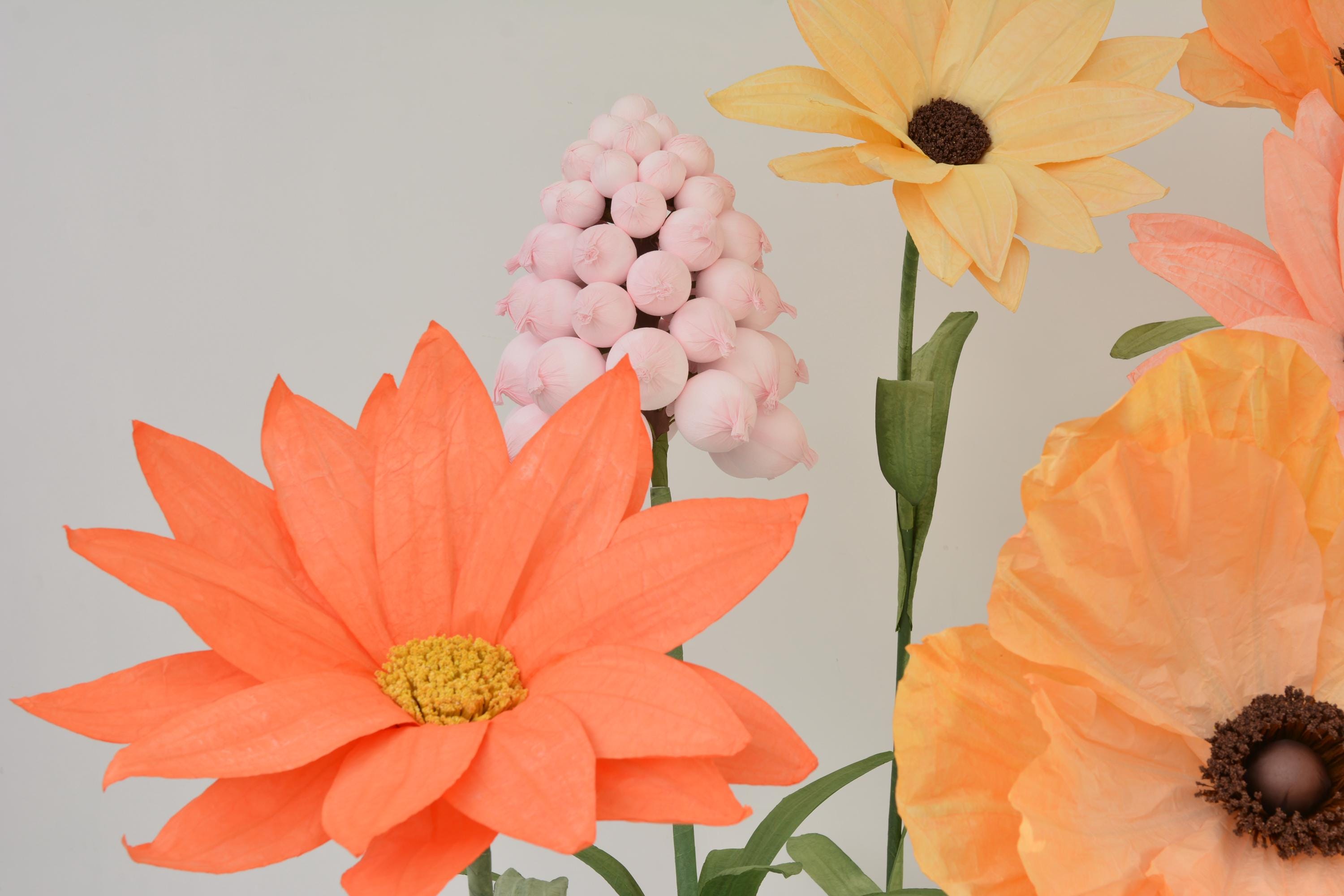Customizable Giant Paper Flowers in Orange and Pink Ideal for Weddings, Events, and Decor