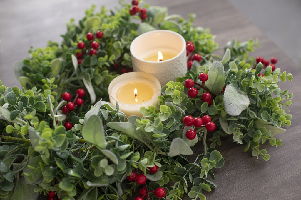 Eucalyptus Lambs Ear Garland: Farmhouse Table Runner, Mantle Decor