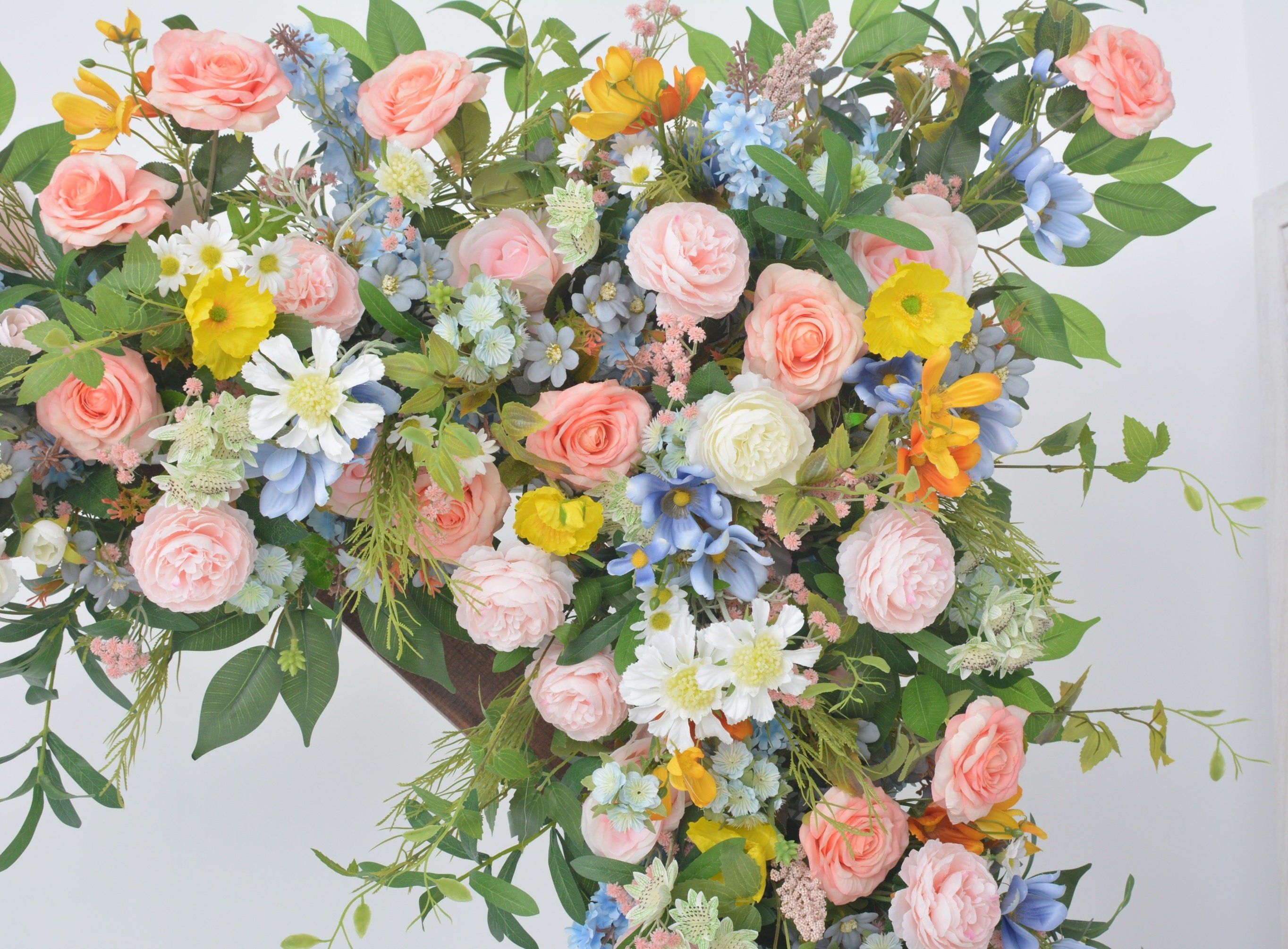 Artificial Wedding Arch floral Arrangements in Shades of Blush, Pink and Yellow