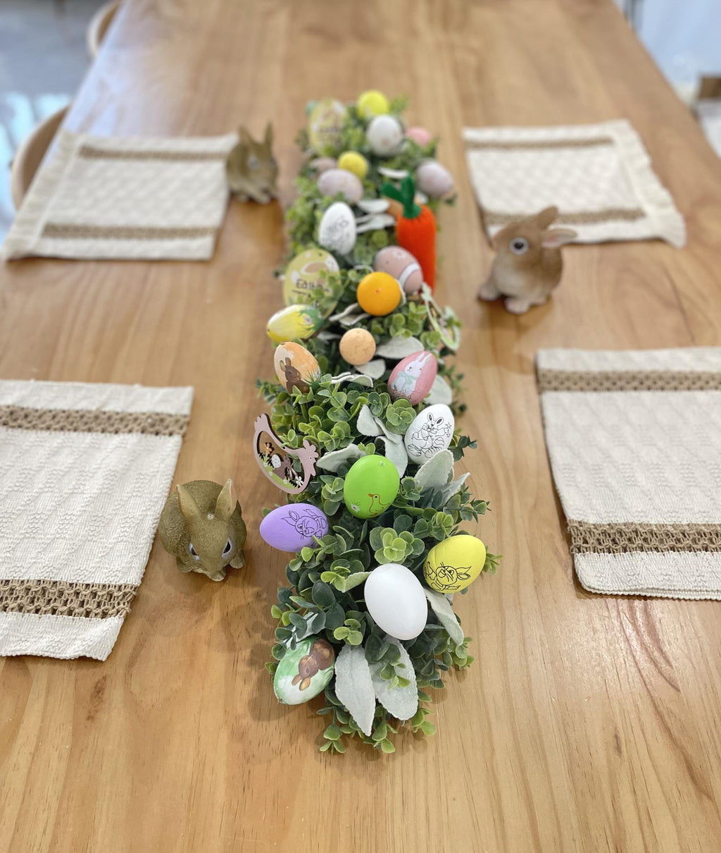Easter Egg Garland: Frosted Eucalyptus Spring Mantel Decor