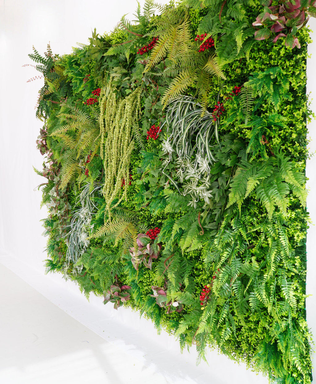 Artificial Greenery Wall Panel with Mixed Ferns and Foliage for Indoor & Outdoor Backdrop
