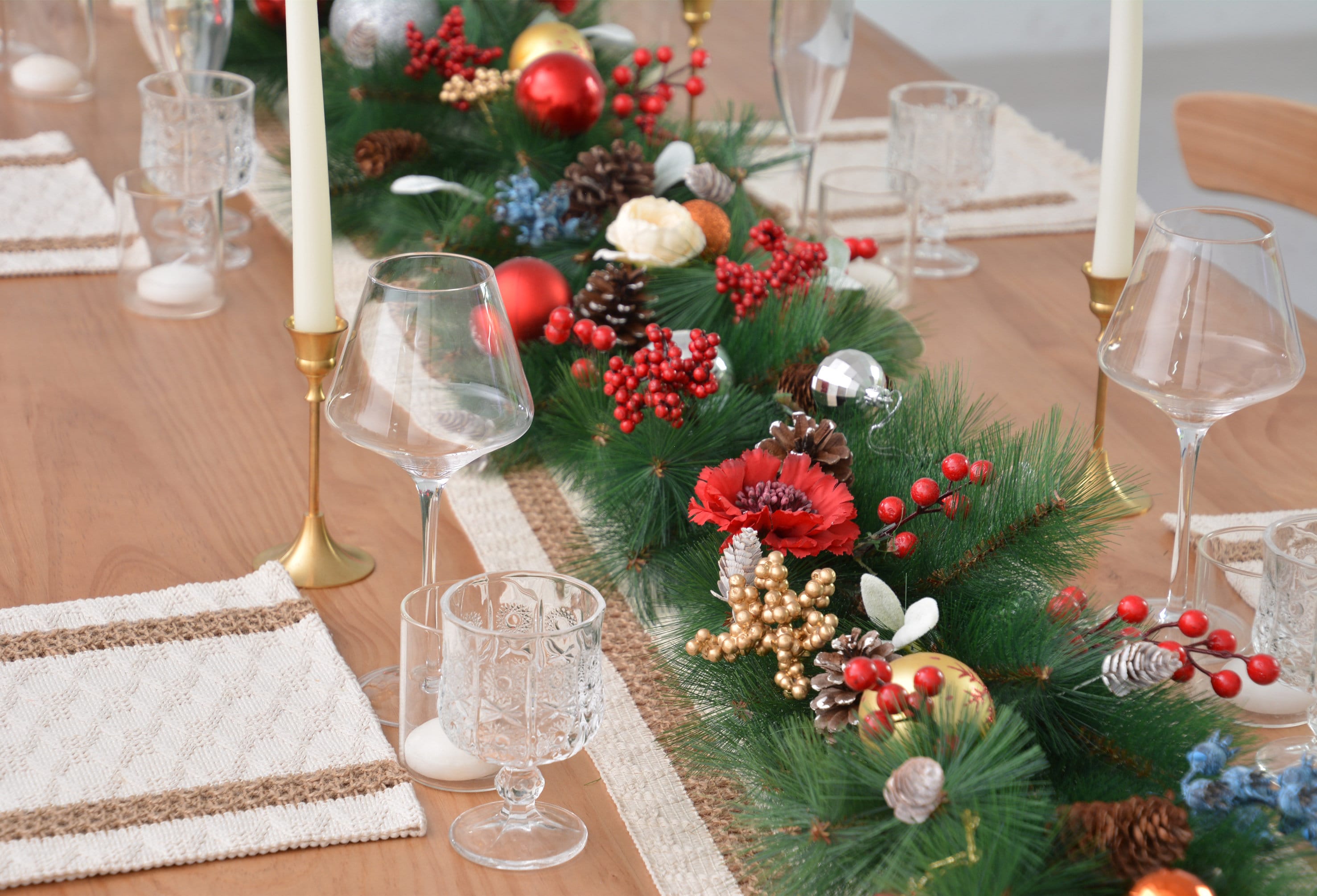 Christmas Garland Table Runner Garland for Mantle, Staircase, Banister