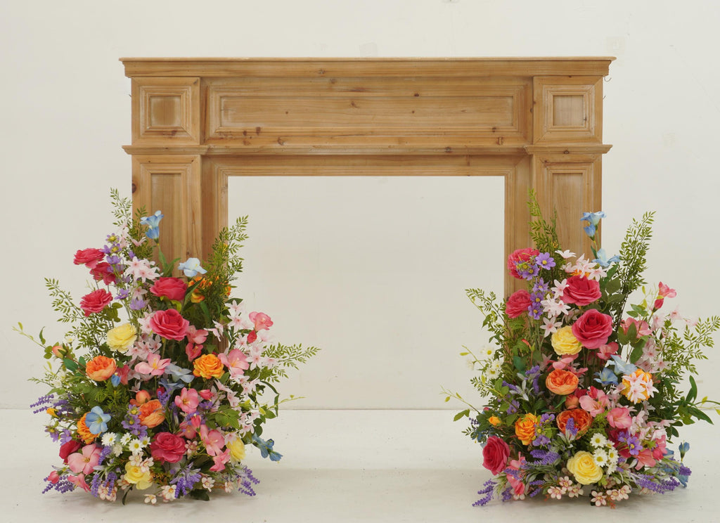 Altar and Aisle Wedding Flower Set with Fuchsia, Orange, Yellow, Blue, Lavender